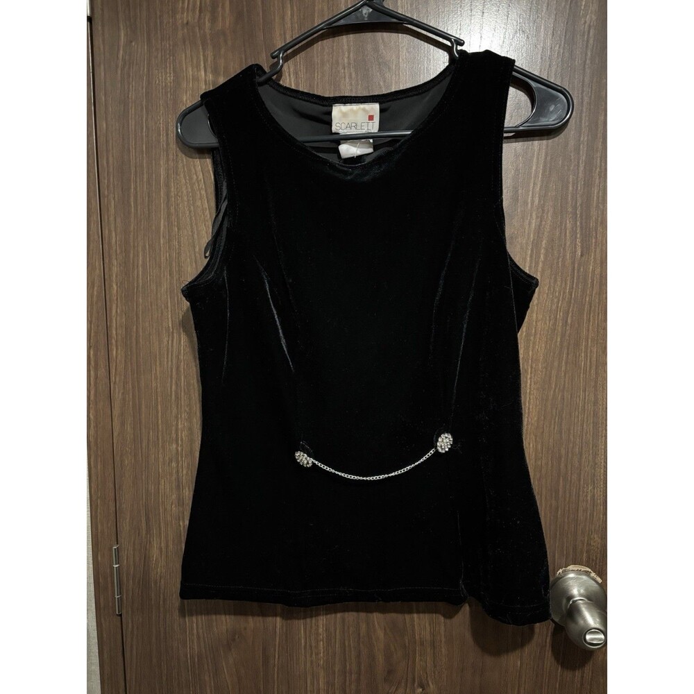 Shirt SCARLETT Womens Juniors 5-6 Black Tank Top Sleeveless Velour